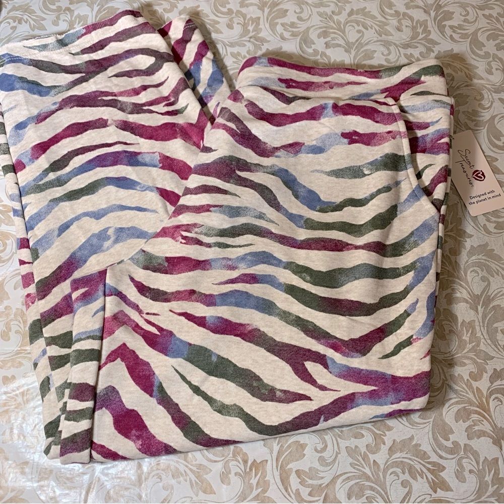 NWT Secret Treasures Cropped Sleep Pants Stretch Waist Pockets Sz Large 12-14 